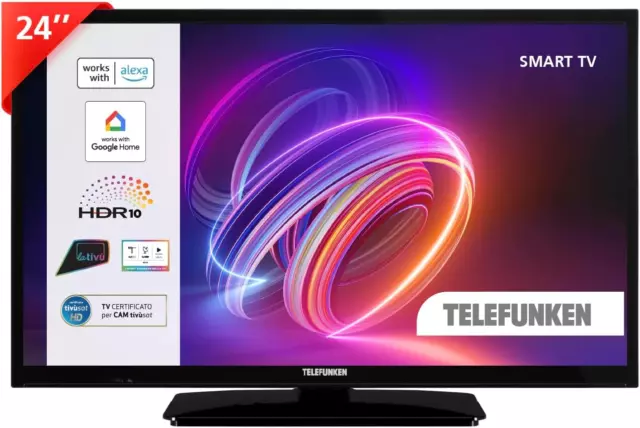 Smart TV 24" HD Ready TE24553B42V2DZ, TV LED 24 Pollici Con Alexa Integrata, Com