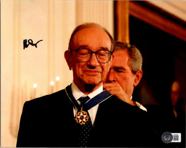 Alan Greenspan Chairman Federal Reserve 1987-2006 Signed 8X10 W/Bas Coa Bk70504