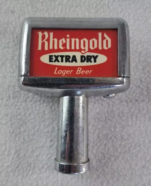 Vintage Original Rheingold Extra Dry Lager Beer Tap Handle Knob Metal Chrome 4”