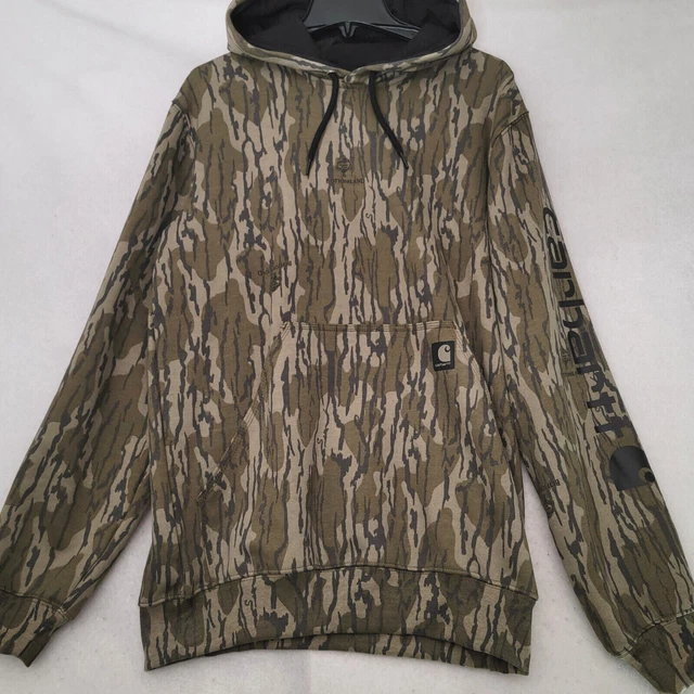 Carhartt MOSSY OAK CAMO HOODED Sweatshirt Men SMALL GREEN LOOSE FIT Pullover NWT 3