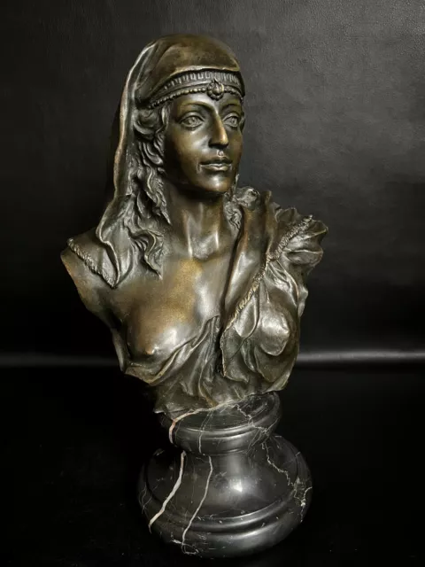 Antike Jugendstil Bronze Skulptur Büste Dame Göttin weiblicher Halbakt um 1900