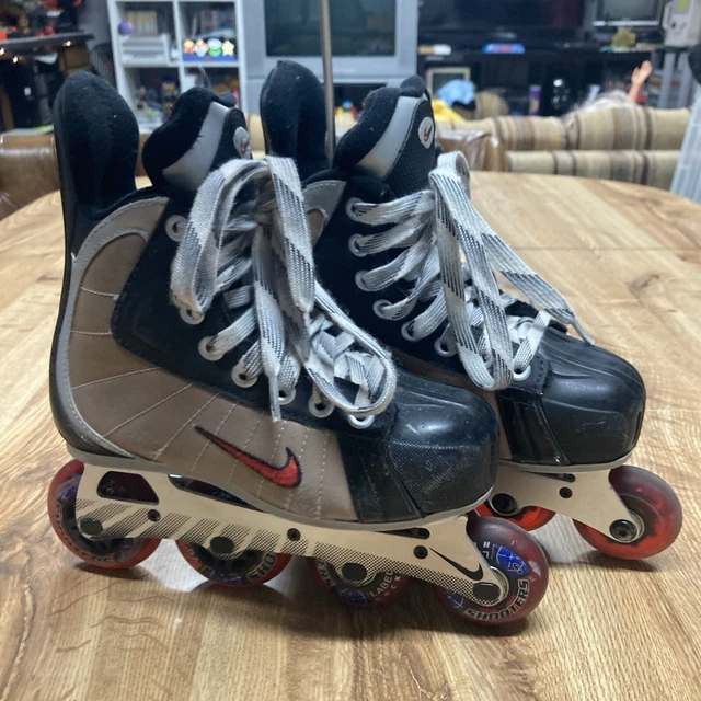 NIKE AIR QUEST Gator Hockey Inline Skates Roller Blades Silver Black Sz 4 EE 69.49 PicClick