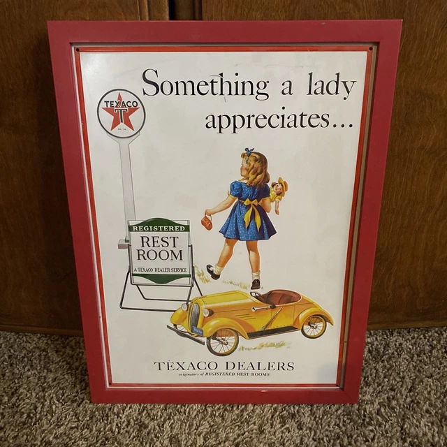 Texaco Framed Bathroom Advertisement 17”X13”