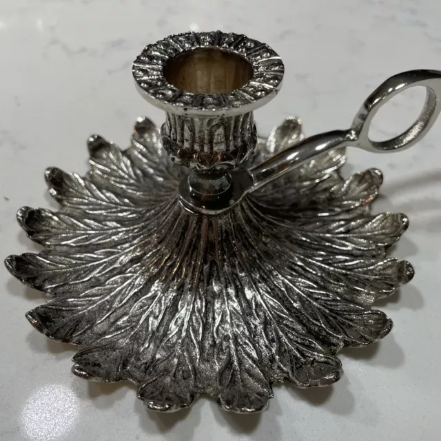 Vintage Chamber Stick Ornate Candle Holder Silver plate 2