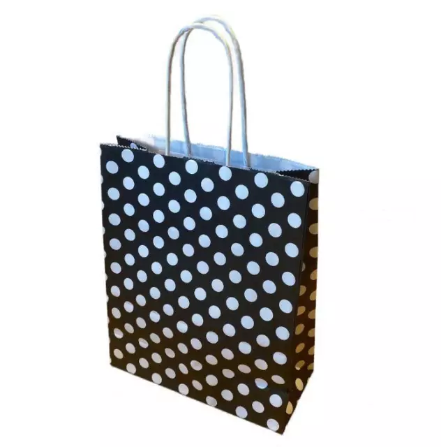 Polka Dot Paper Gift Bags Party Carrier Kraft Birthday Twisted Handles Luxury