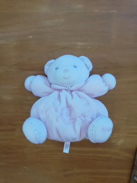 Doudou Peluche Kaloo Ours Boule Rose Blanc Perle K Brodé Broderies yeux gris