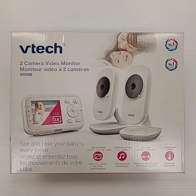 New! VTech 2 Camera Video Monitor 2.8" Screen LCD Screen, Two Way Talk & More