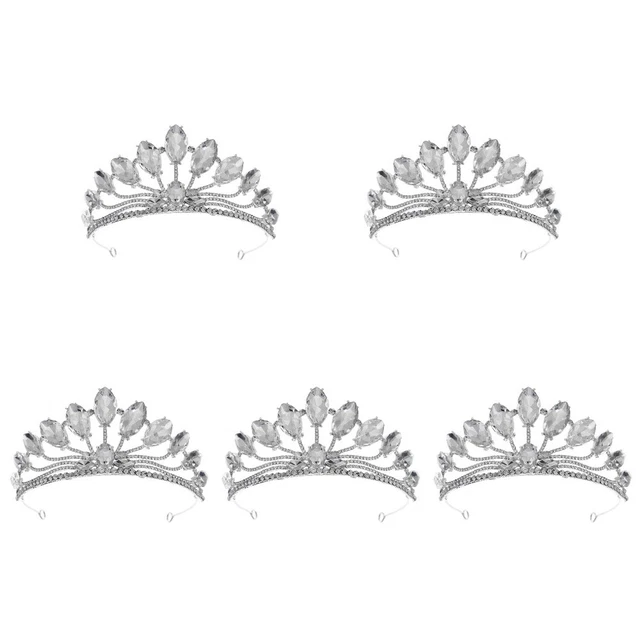 5 piezas Tiara Elegante Retro Pedrería Corona Mujer Cumpleaños Tiara Crown