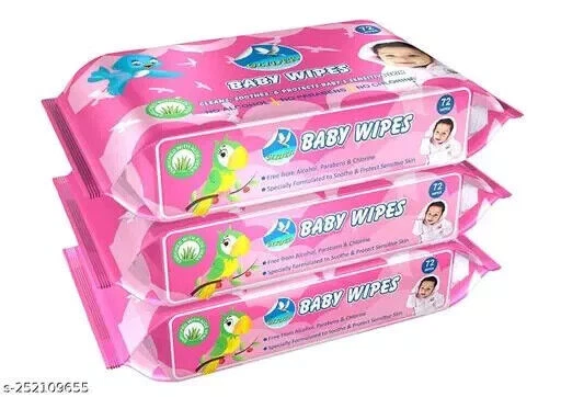 Baby Wipes with Aloe Vera Vitamin E  for Babys Sensitive Skin pack of 3 216 Wipe