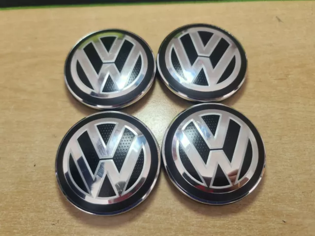VW Alloy Wheel Centre Caps Hub Covers 65mm 5G0601171 Emblem Black
