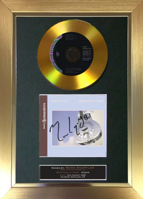 GOLD DISC DIRE STRAITS Brothers In Arms Signed Autograph Mounted Print A4 107 3