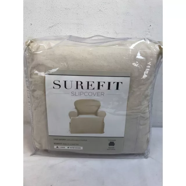 SureFit Heavyweight Cotton Duck One-Piece T-Cushion Chair Slipcover