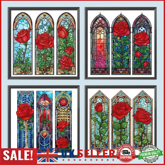 5D DIY Partial Special Shaped Drill Diamond Painting Rose Stained Glass Home Art