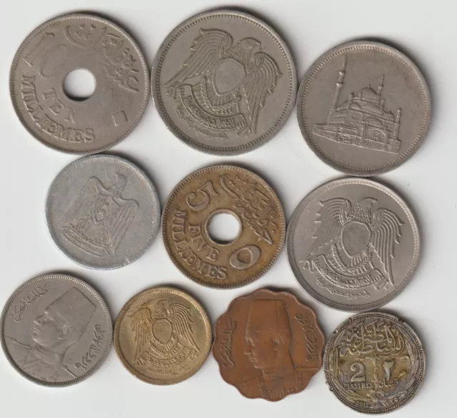 10 different world coins from EGYPT some silver