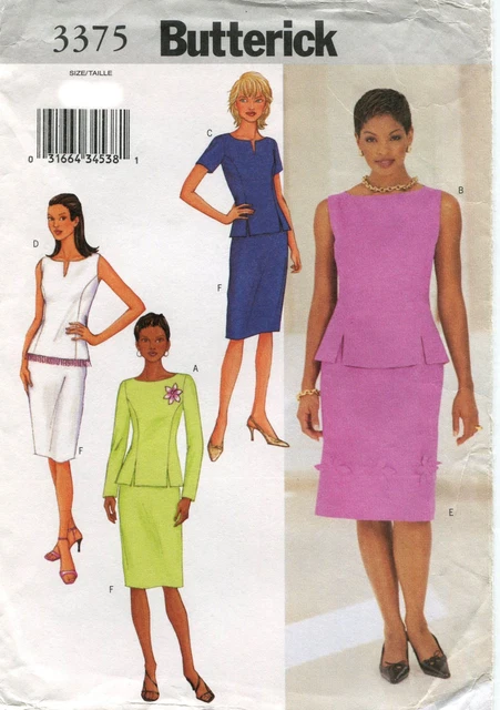 Butterick 3375 Misses Top & Skirt Sewing Pattern Uncut