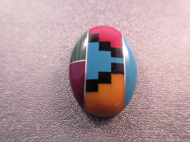 Southwest Intarsia Mosaic Gemstone 25x18mm Cabochon 1pc