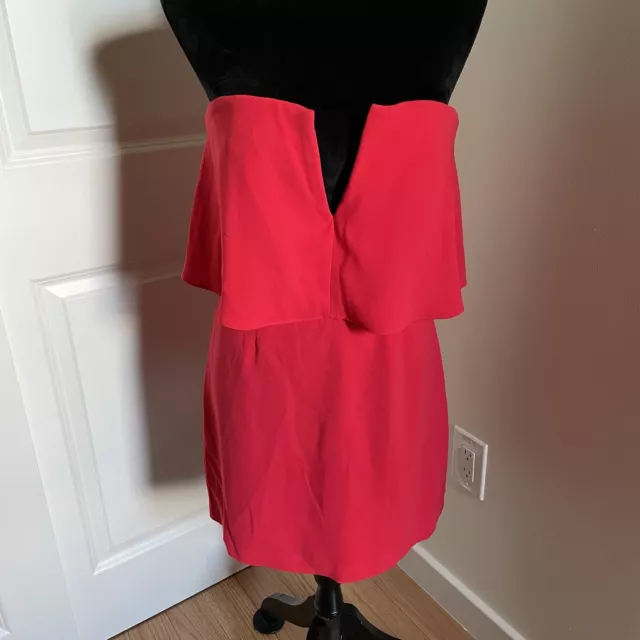 BCBGMAXAZRIA Red Berry Kate Strapless Mini Overlay Dress EUC Size 6 3