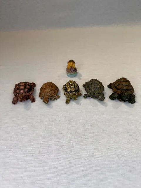 Vintage Turtles/Tortoise Lot Of 6 Figurines, Turtle Stamp, Adopt A Pet, AAA