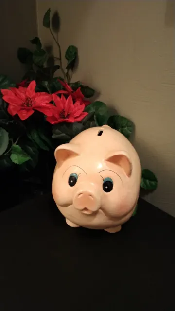 A Beautiful Pink Vintage Piggy Bank From The 1960 Large Size Ceramic Great For A