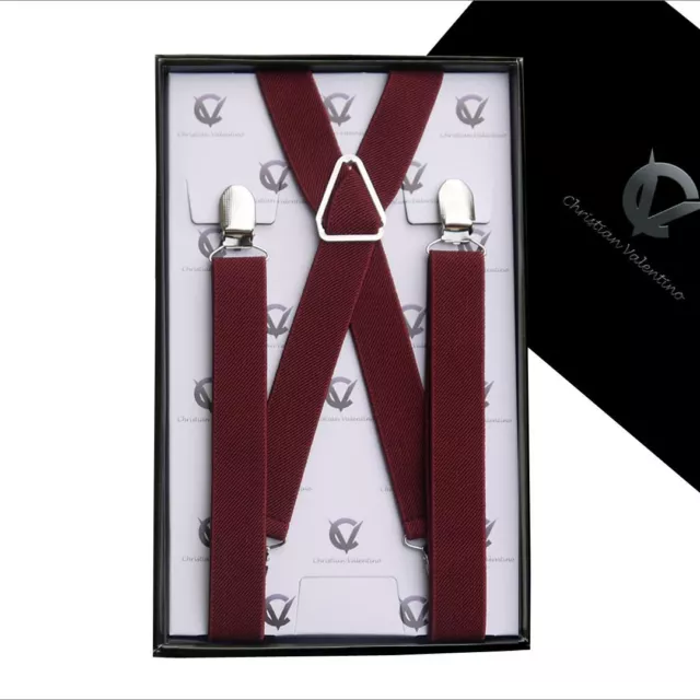 Men's Burgundy X2.5cm Braces  Mens Suspenders