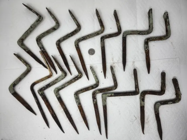 Lot 16 Antique Early 19th c Forged Iron Hooks Brackets Braces