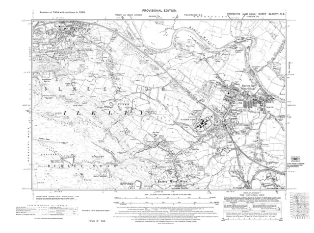 Old Map of  Ilkley (SE), Burley in Wharfedale,  Yorkshire -1938 - Repro 186 NE