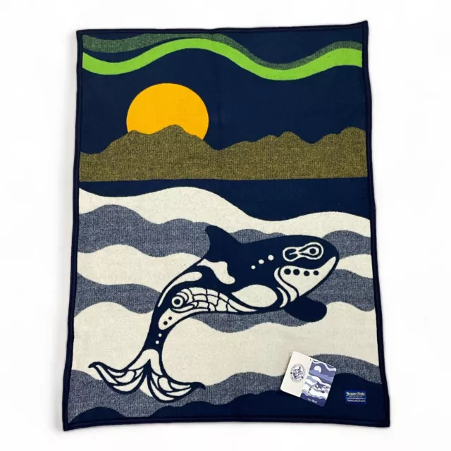 PENDLETON VINTAGE SEA Wolf Salmon Fish Reversible Wool 54X56 Blanket 198.50 PicClick