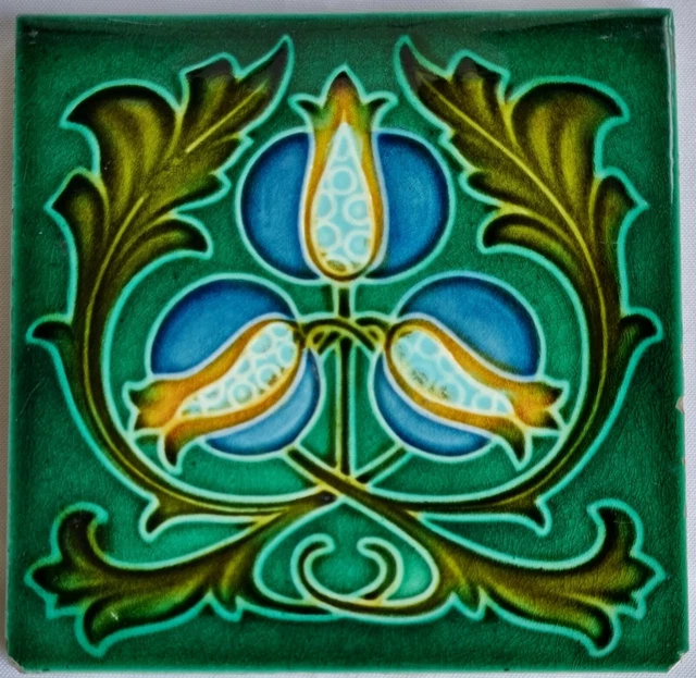 Art Nouveau Majolica Tile. Corn Bros. C1905.