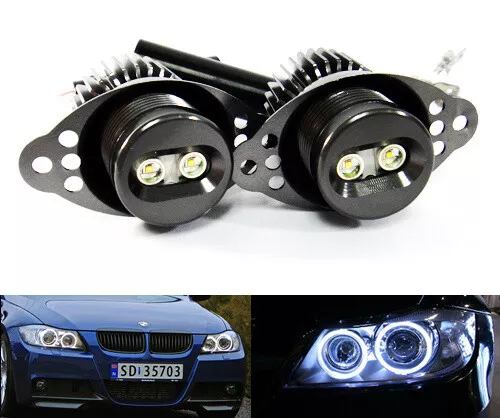 2X LED ANGEL Eye Headlight Halo Ring Light DRL Canbus For BMW E90