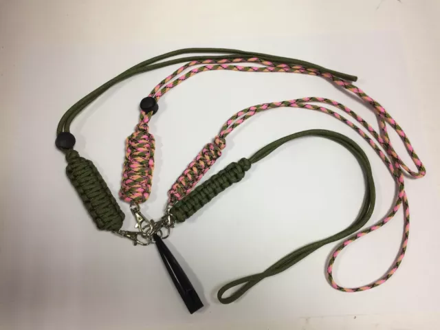 Acme 210.5 (khaki) Whistle with Paracord Neck Lanyard Green or Pink/Camo