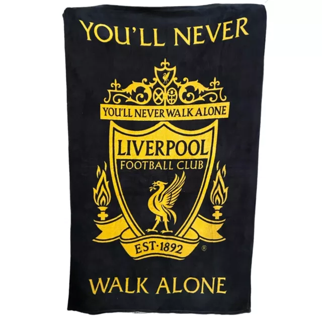Liverpool FC Official Black and Gold Crest Fleece Blanket LFC Gift YNWA
