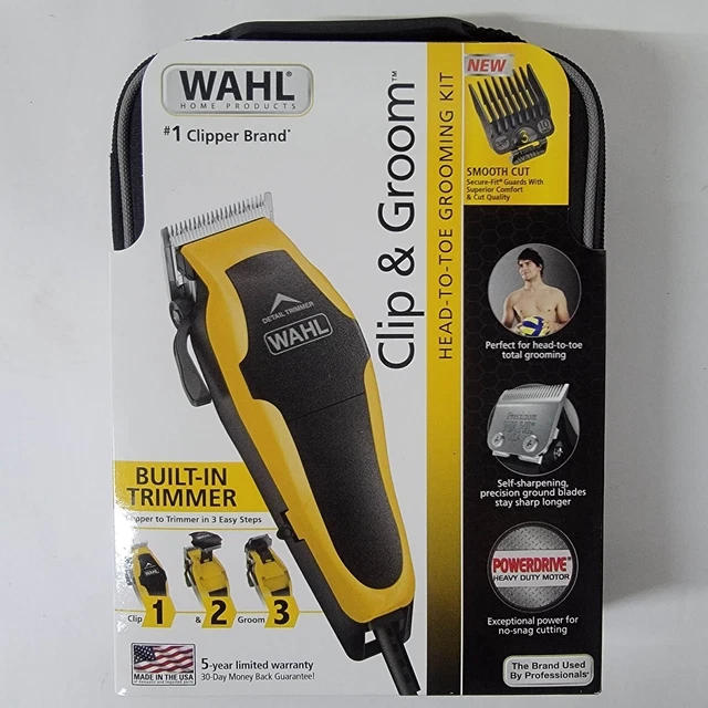 WAHL CLIP AND Groom Men's Haircut Kit with Built-in Finishing Trimmer