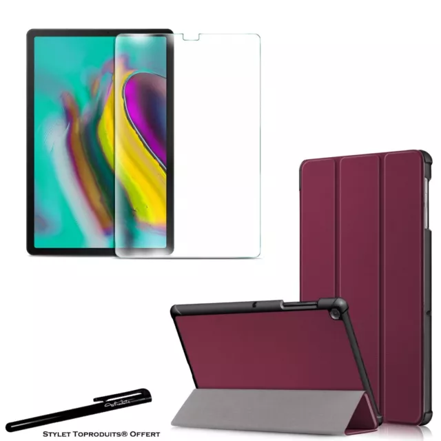 Coque Smart Bordeaux pour Samsung Galaxy Tab S5e T720 T725 + Vitre de protection