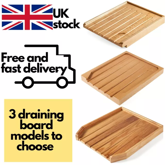 ANGLED WOODEN DRAINING Board Belfast Sink Butler Drainer Solid Oak Wood 59.95 PicClick UK
