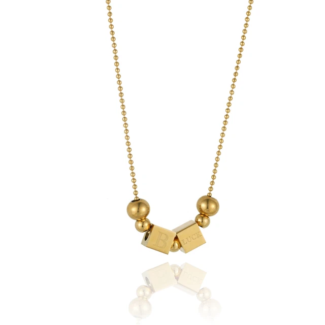 Genuine Women 18K Solid Gold Cube Beads Necklace Pendant Genuine Women 18K Solid Gold Cube Beads Necklace Pendant