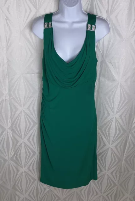 David Meister | Fitted & Drapped Emerald Cocktail Dress
