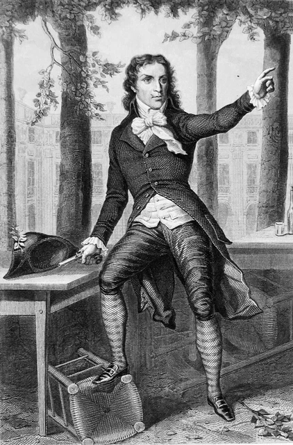 RÉVOLUTION FRANÇAISE - CAMILLE DESMOULINS au PALAIS-ROYAL -Gravure du 19e siècle