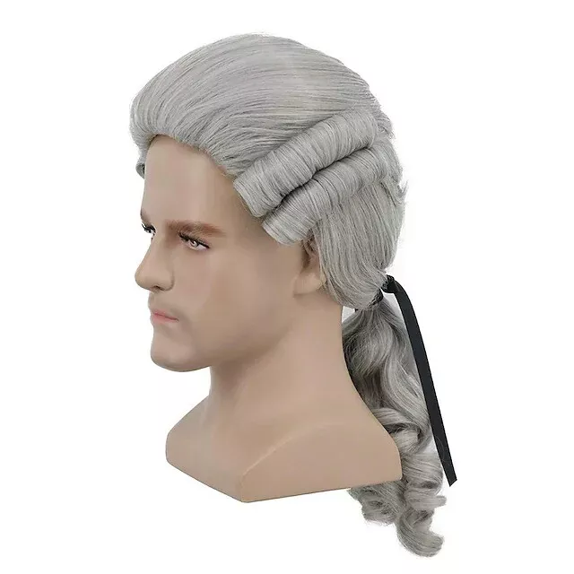 Court Fancy Dress Costume Cosplay Wig Props Adult Judge Wig Barrister Lawyer