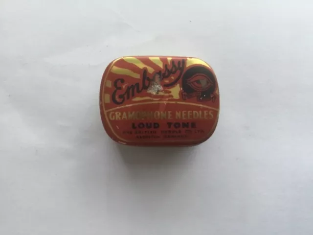 Vintage gramophone tin and needles Embassy