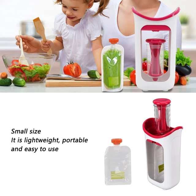 (rojo) 02 015 Puré Silicona Calentable Manual Bebé Comida Masher Bebé