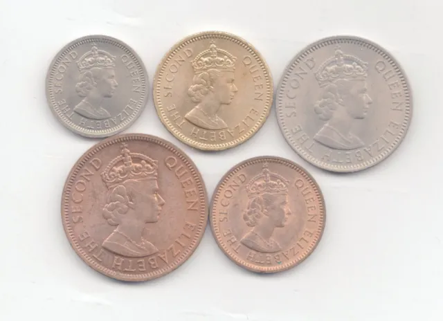 British Caribbean Territories Uncirculated 1958-1965 5 Coins Set-Lot E2
