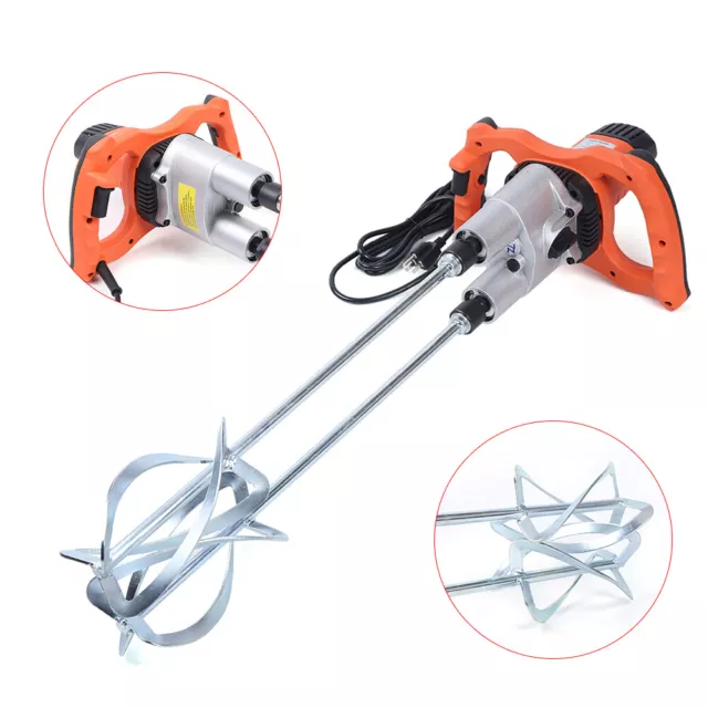 1800W 2Speed Concrete Mixer Power Mortar Mixer Counter-rotating Double Agitators