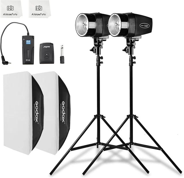 Kit Flash Studio Aikiphoto M-150 D'occasion – 2 Lampes Avec Boîtes Souples Et Supports Yake L-302