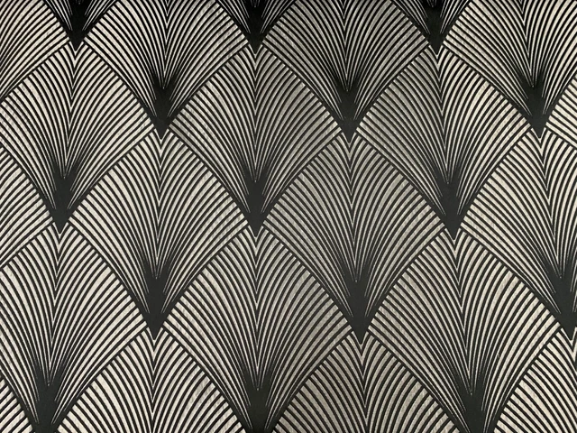 Tiffany  Ebony Black Art Deco Faux Silk  140cm wide Curtain/Upholstery Fabric