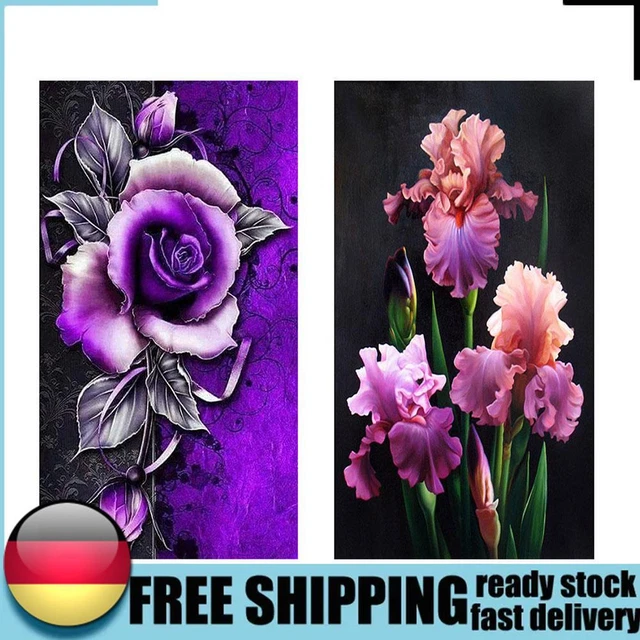 Pintura al óleo de flores púrpuras por números imagen de lona para adultos niños sin marco D