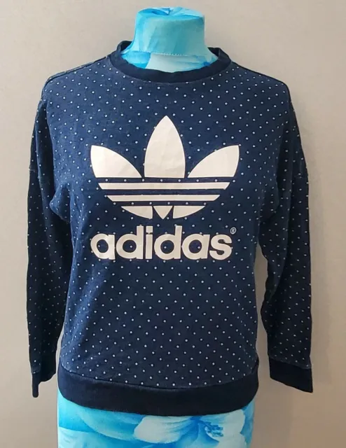Adidas Originals Denim Spotty Sweatshirt Jumper 8uk 10/11yrs girls womens 2