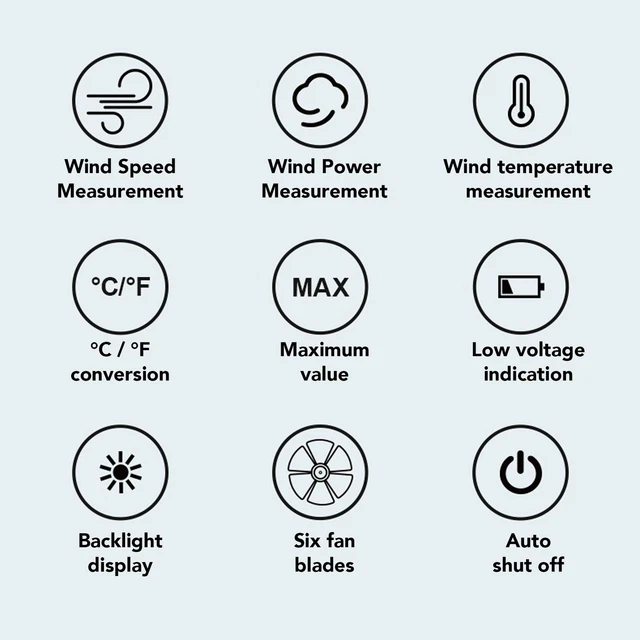 HANDHELD ANEMOMETER DIGITAL Wind Meter Detector 180° Fan Rotation ...