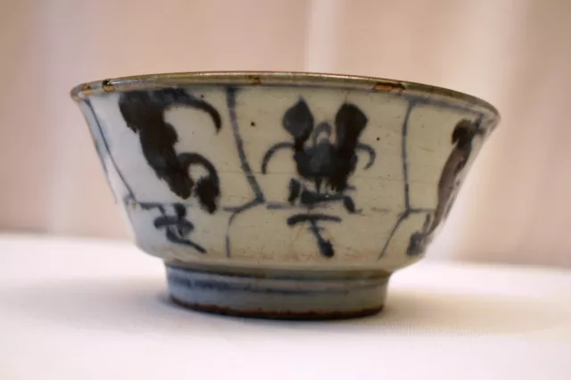 Antique Chinese Tek Sing Cargo Shipwreck Rice Bowl Blue White Porcelain Rare "01