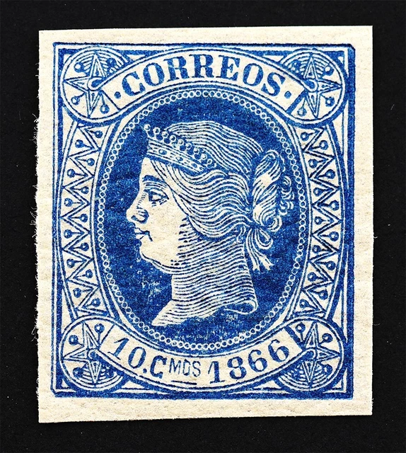 Isabel II -10 Centimos. 1866. Köln Cub. Neu, Gummistiefel Original