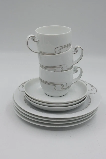 Piatto in oro bianco Asimmetria Rosenthal, coperte, ciotole, portauovo, caffè